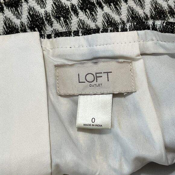 Loft Outlet Skirt Womens 0 Black White Short‎ Cotton Polyester Zip Closure - Picture 6 of 8